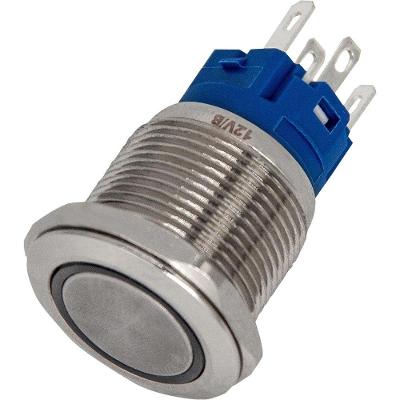 Chave Anti Vandalismo On Off com LED Azul 12VDC 3A 250VAC Prata Storm
