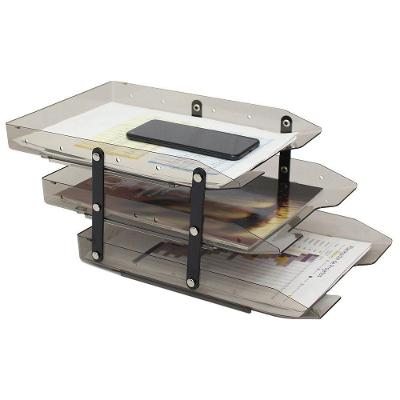 Bandeja Porta Documento Organizador Maxcril Tripla Móvel Slim 3 Andares A4
