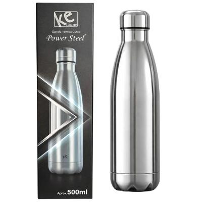 Garrafa Térmica Curve Power Steel 0,5L Aço Inox com Isolamento a Vácuo Prata Ke Home