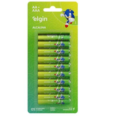 Kit Pilha Alcalina Elgin 82426O 8 AA e 8 AAA 1,5V Não Recarregável