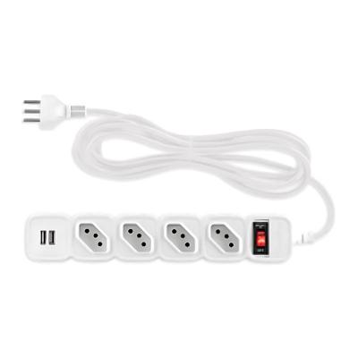Protetor Eletrônico EPE 204 USB 4 Tomadas 2 Portas Cabo 3M Branco