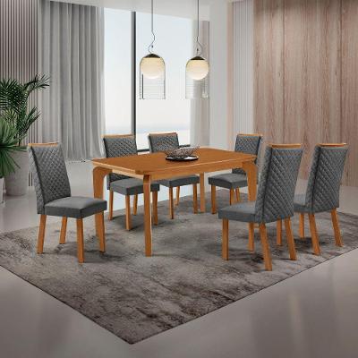 Mesa de Jantar Liz 6 Lugares Retangular MDF 180CM Grafite Moderna