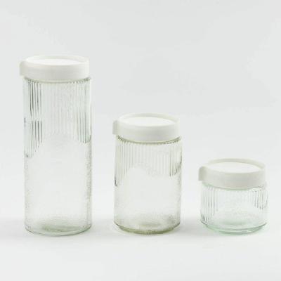 Kit 3 Potes de Vidro com Tampa Plástica Transparente La Vittra