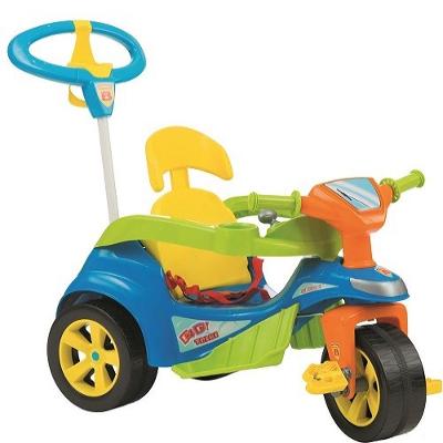 Triciclo Baby Trike Evolution com Haste Articulável Azul Biemme Brinquedos