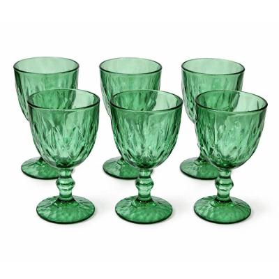 Jogo de 6 Taças de Vidro Diamond 315ML Lapidado Verde La Vittra