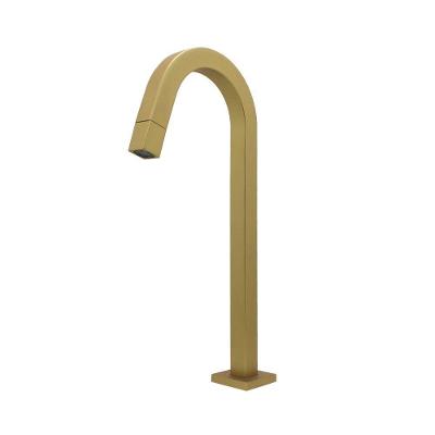 Torneira de Mesa Slim Tube Square Monocomando Bancada Latão Dourado Fosco