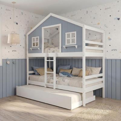 Treliche Casinha dos Sonhos Madeira Maciça Branco e Azul Housin