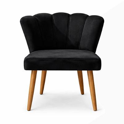 Poltrona Pétala Decorativa Suede Pés Palito Madeira Preta Tatite Decor
