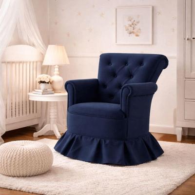 Poltrona Amamentação Quarto Bebê Suede Capitonê Azul Isa Estofados