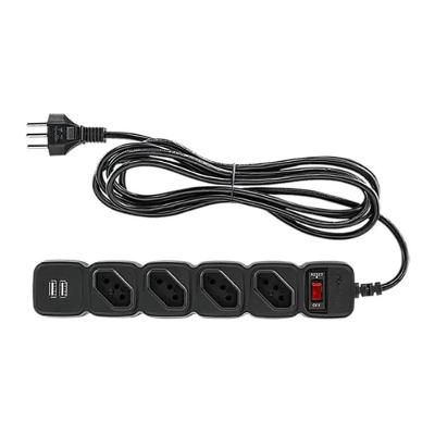 Protetor Eletrônico EPE 204 USB+ 4 Tomadas 2 USB Bivolt Preto Intelbras