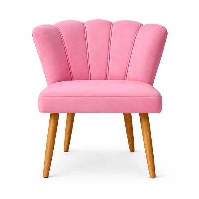 Poltrona Pétala Decorativa Suede Pés Palito Madeira Rosa Online Confort