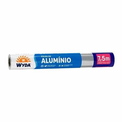 Papel Alumínio Wyda 7,5M Flexível Conservação de Alimentos Wyda