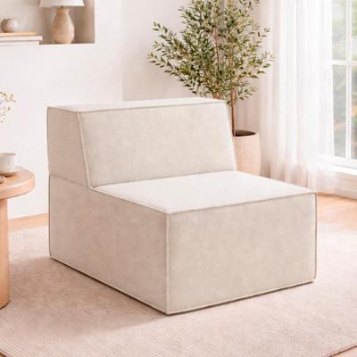 Poltrona Modular Puff Luma Compact Air Bouclê Poliéster Bege