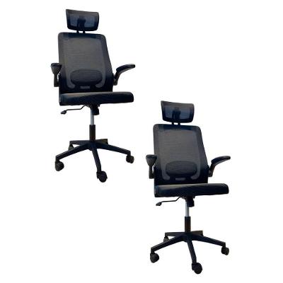 Kit 2 Cadeiras Presidente Prime Executiva Mesh Giratória com Braço Preto Oficial Webshop