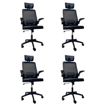 Kit 4 Cadeiras Presidente Prime Executiva Mesh Giratória Braço Ajustável Preto Oficial Webshop