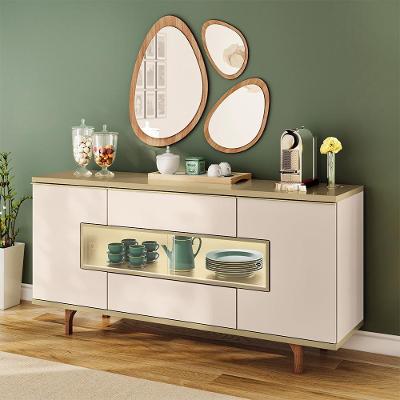 Aparador Buffet Lizzano B01 5 Portas 1 Gaveta com LED Off White Lyam Decor