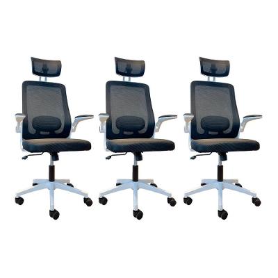 Kit 3 Cadeiras Presidente Prime Executiva Mesh Giratória Branco e Preto Oficial Webshop