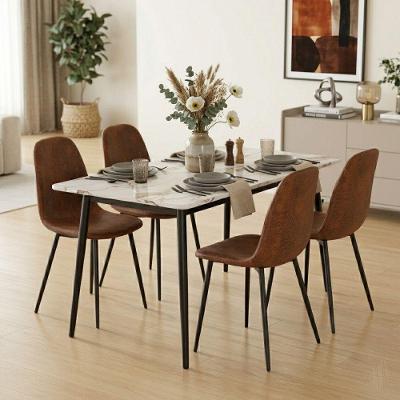 Kit Mesa de Jantar Tampo Granito 4 Lugares Cadeiras Marrom 120CM Pandora