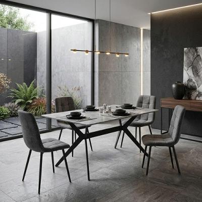 Kit Mesa de Jantar Italy Grey 4 Lugares Tampo Granito Cinza 140CM