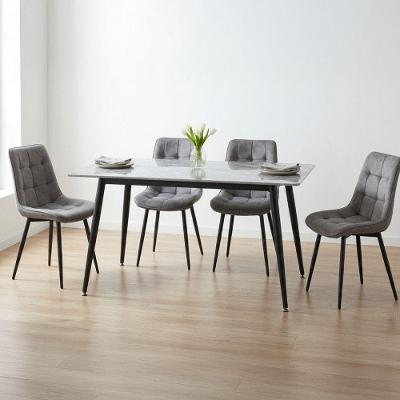 Kit Mesa de Jantar Granito Italy Cinza 120CM 4 Lugares Caemmun Móveis