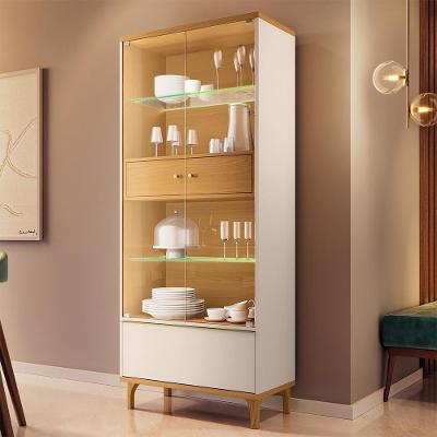 Cristaleira Lúmen B01 2 Portas Vidro com LED Off White Cinamomo Lyam Decor