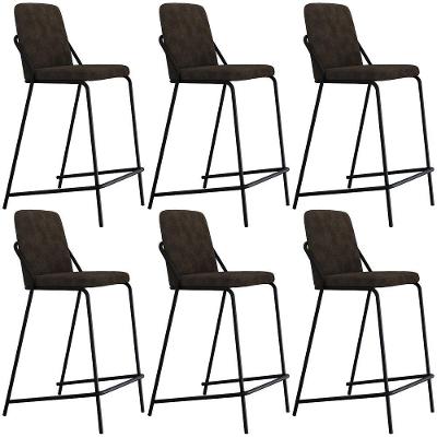 Kit 06 Banquetas Altas Loft C01 Bouclê com Encosto Preto Lyam Decor