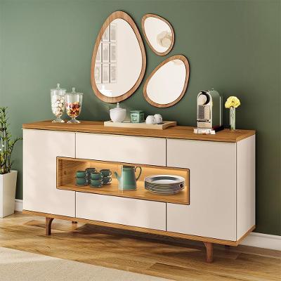 Aparador Buffet Lizzano B01 5 Portas 1 Gaveta com LED Off White Lyam Decor