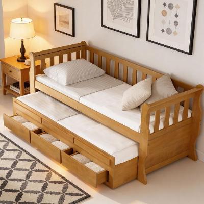 Bicama Solteiro Ayla B07 com 3 Gavetas Madeira Maciça Imbuia Lyam Decor