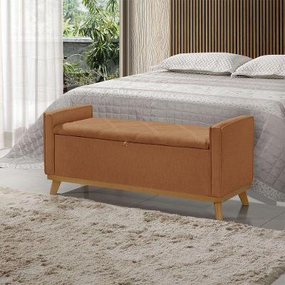 Banco Recamier Baú Australia 150CM Casal Linho Tijolo Sofatec