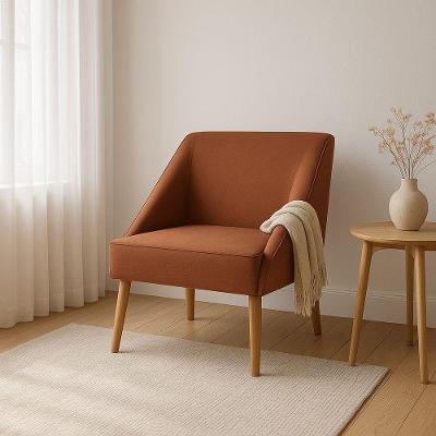 Poltrona Liz Suede com Pés Palito Design Moderno Terracota Ki Barato Móveis