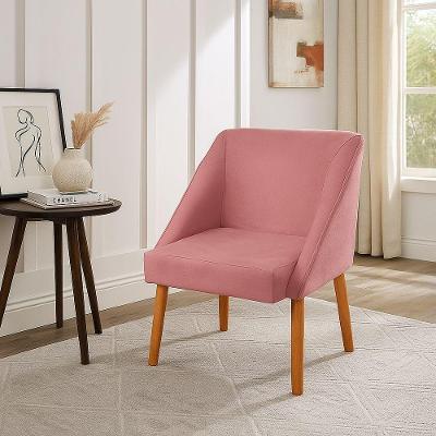 Poltrona Liz Decorativa Suede com Pés Palito Conforto Design Moderno Rosa Ki Barato Móveis