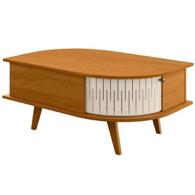 Mesa de Centro Leda M07 Orgânica MDP 90CM Cinamomo e Off White