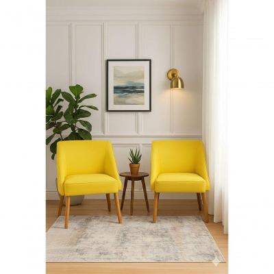 Kit 2 Poltronas Liz Suede Pés Palito Confortáveis Amarelo Ki Barato Móveis