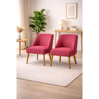 Kit 2 Poltronas Liz Suede Pés Palito Confortável Vermelho Ki Barato Móveis