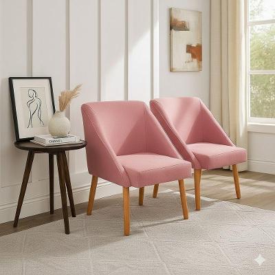 Kit 2 Poltronas Liz Suede Pés Palito Confortável Rosa Ki Barato Móveis