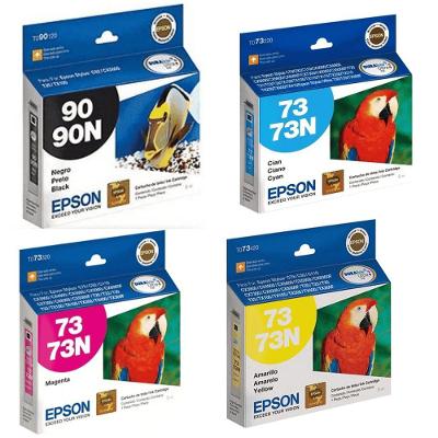 Kit 4 Cartuchos de Tinta Epson T090 90N 73N Original para Stylus C92