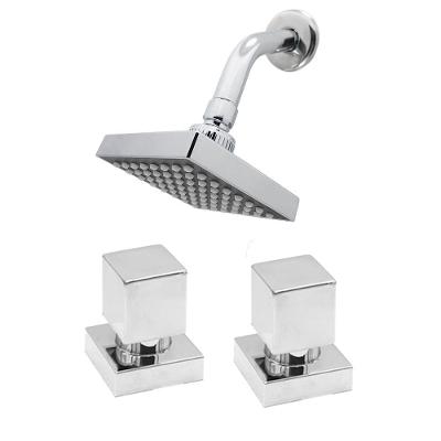 Kit Chuveiro Ducha Quadrado a Gás de Parede com Acabamentos Registro Inox Shop Hidráulica