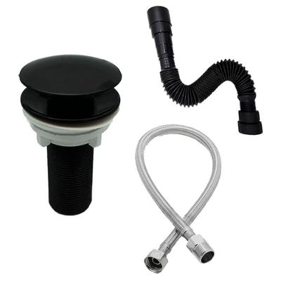 Kit Hidráulico Válvula Click 7-8 ABS Sifão Sanfonado Engate 40cm Preto Shop Hidráulica