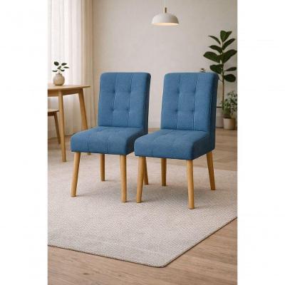 Kit 2 Cadeiras Luna Madeira Maciça Suede Azul Claro Ki Barato Móveis