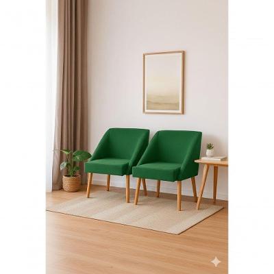 Kit 2 Poltronas Liz Suede com Pés Palito Design Moderno Verde Ki Barato Móveis