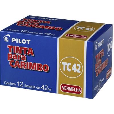 Tinta para Carimbo Pilot 42ML com 12 Unidades Vermelha