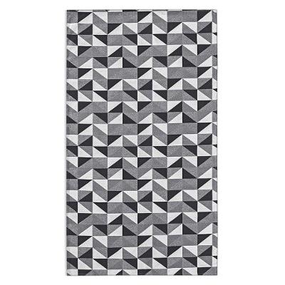 Tapete Jacquard Retangular 135cm X 250cm Algodão Poliéster Base Antiderrapante Preto Dallas