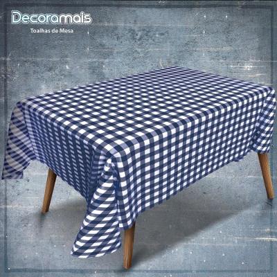 Toalha Térmica Decoramais Xadrez PVC Impermeável Anti-Térmica Azul Marinho Plastvinil