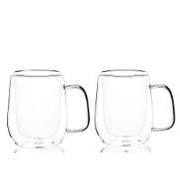 Conjunto 2 Copos Com Alça Parede Dupla 350ml Borossilicato - 1