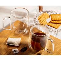 Conjunto 2 Copos Com Alça Parede Dupla 350ml Borossilicato - 2