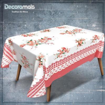Toalha Térmica de Mesa Decoramais PVC Floral 1,40 X 30M Vermelho Plastvinil