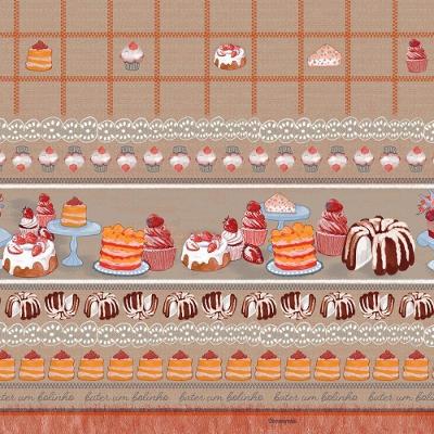 Toalha Térmica Cupcake Chocolate PVC Impermeável Café Plastvinil