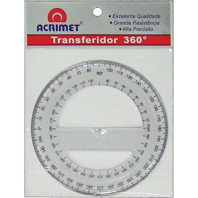 Transferidor Acrimet Poliestireno 360 Graus com Escala Gravada