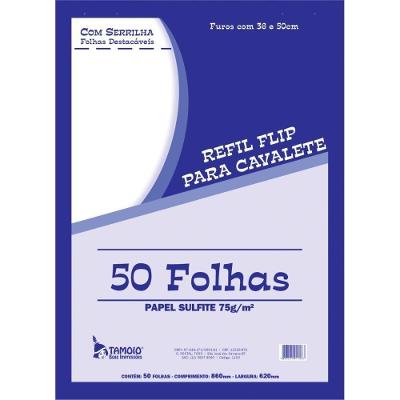 Papel para Flip-chart Tamoio Serrilhado 62x86cm 75g-m2 50 Folhas
