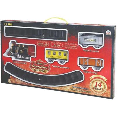 Locomotiva Brinquedo Super Expresso com Som Farol 3 Vagões Braskit